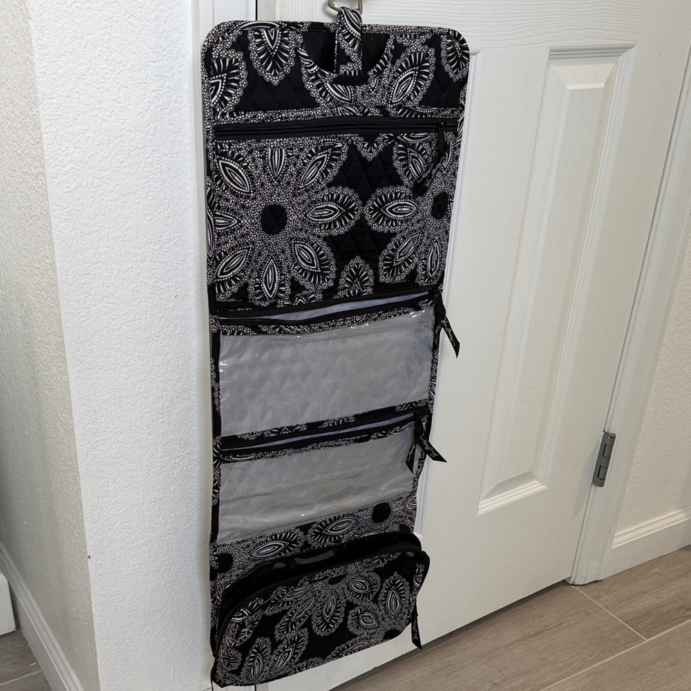 Vera Bradley Black and White Hanging Toiletry Travel Bag